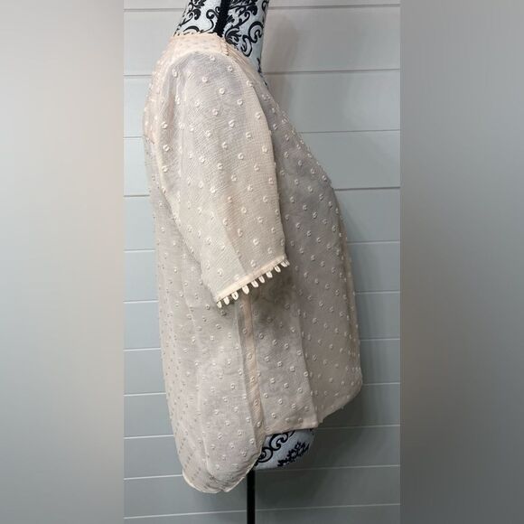 L’AGENCE Drape Top Sz XS Womens Sheer Swiss Dot Faux Wrap Surplice 40273FPD - Picture 6 of 8